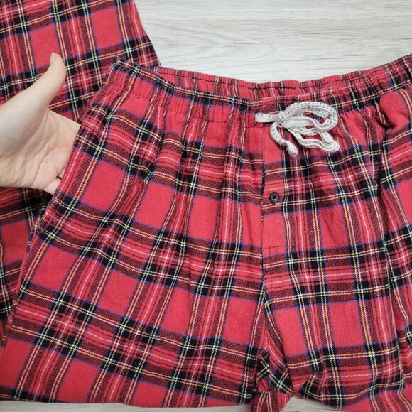 ASHFORD & BROOKS Mens Red Plaid Cotton Pajama Pants Size Small - Picture 4 of 7
